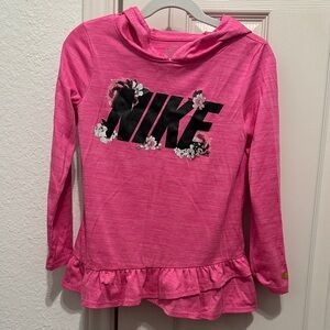 Nike Kids Pink Hoodie with Floral Accents